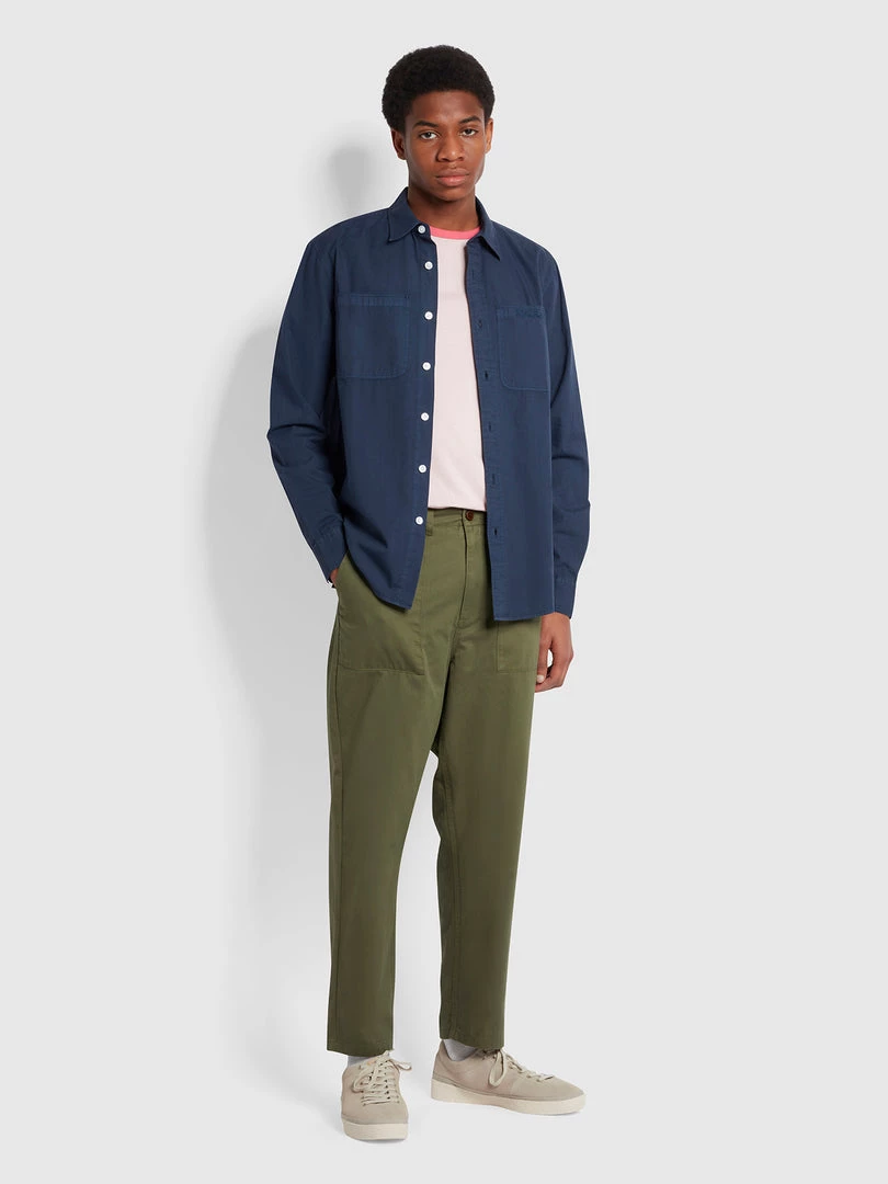 Farah Hawtin Relaxed Fit Twill Trousers In Vintage Green 4 Farah Hawtin Relaxed Fit Twill Trousers In Vintage Green