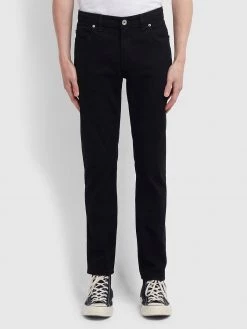 Farah Drake Slim Fit Cotton Twill Trousers In Black Trousers And Chinos