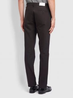 Farah Trousers And Chinos Elm Regular Fit Cotton Hopsack Trousers In Black