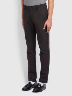 Farah Trousers And Chinos Elm Regular Fit Cotton Hopsack Trousers In Black