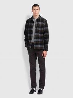 Farah Trousers And Chinos Elm Regular Fit Cotton Hopsack Trousers In Black