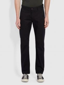Farah Elm Regular Fit Organic Cotton Twill Chinos In Black