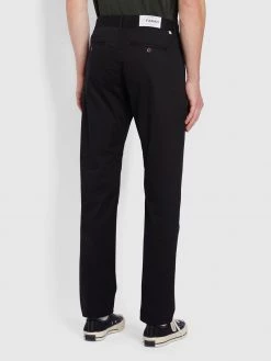 Farah Elm Regular Fit Organic Cotton Twill Chinos In Black