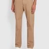 Farah Elm Regular Fit Organic Cotton Twill Chinos In Beige