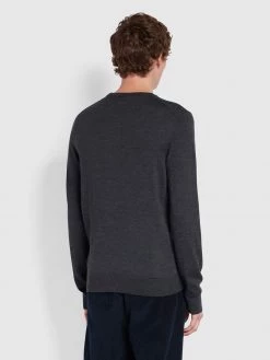 Mullen Merino Wool Crew Neck Jumper In Farah Charcoal