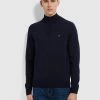Farah Jeans Redchurch Merino Wool Quarter Zip Jumper In True Navy