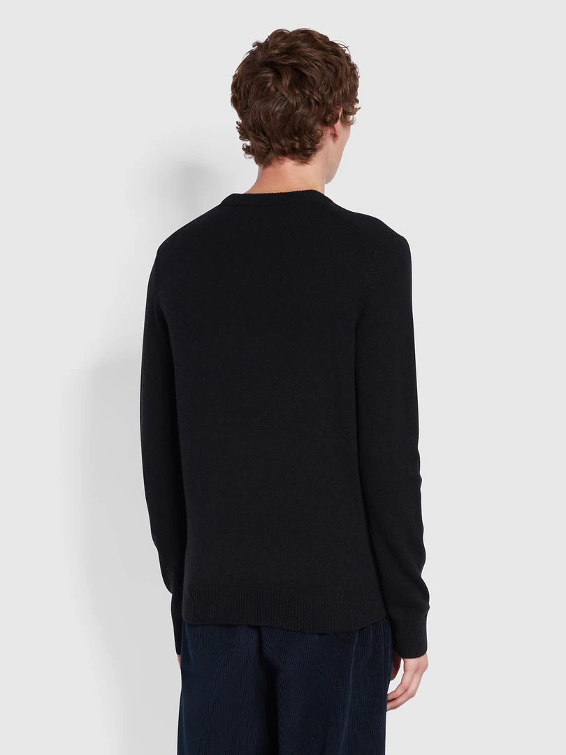 Farah Birchall Crew Neck Lambswool Jumper In Black 6 Farah Birchall Crew Neck Lambswool Jumper In Black
