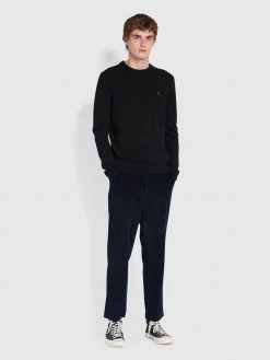 Farah Birchall Crew Neck Lambswool Jumper In Black