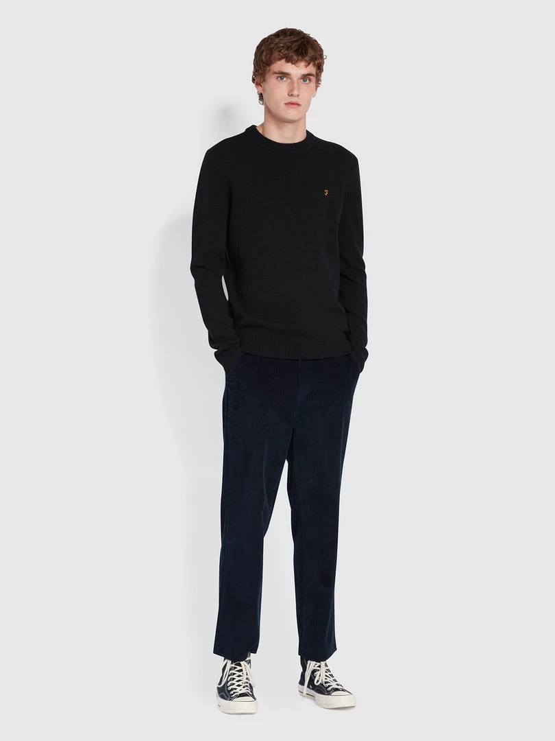 Farah Birchall Crew Neck Lambswool Jumper In Black 4 Farah Birchall Crew Neck Lambswool Jumper In Black