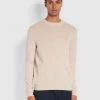 Farah Jumpers And Knitwear Birchall Crew Neck Lambswool Jumper In Oatmeal Marl