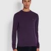 Farah Birchall Crew Neck Lambswool Jumper In Fig