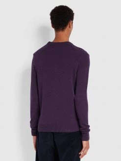 Farah Birchall Crew Neck Lambswool Jumper In Fig