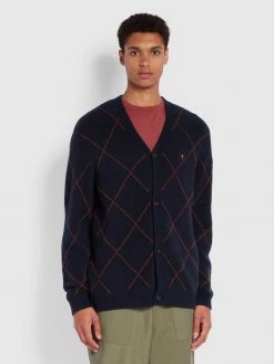 Farah Haberberg Argyll Regular Fit Cardigan In True Navy