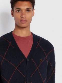 Farah Haberberg Argyll Regular Fit Cardigan In True Navy