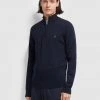 Farah Redchurch Cotton Quarter Zip Jumper In True Navy Jeans