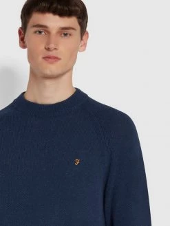 Farah Sweatshirts And Hoodies Ronson Organic Cotton Crew Neck Sweatshirt In Indigo