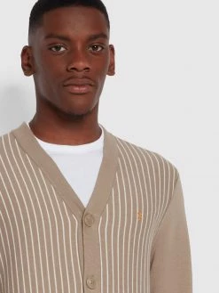 Farah Jumpers And Knitwear Silverstone Regular Fit Cardigan In Smoky Brown