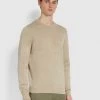 Farah Jeans Mullen Organic Cotton Crew Neck Jumper In Smoky Brown Marl 2 Farah Jeans Mullen Organic Cotton Crew Neck Jumper In Smoky Brown Marl