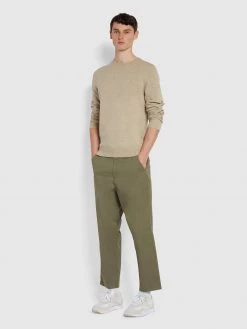 Farah Jeans Mullen Organic Cotton Crew Neck Jumper In Smoky Brown Marl
