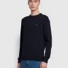 Farah Mullen Organic Cotton Crew Neck Jumper In True Navy 2 Farah Mullen Organic Cotton Crew Neck Jumper In True Navy