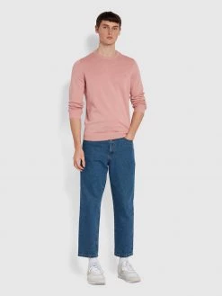 Farah Mullen Organic Cotton Crew Neck Jumper In Pink Rose CLOTHING