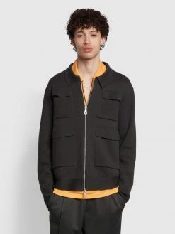 Jeans Farah X Bianca Saunders Erol Knitted Jacket In Washed Black