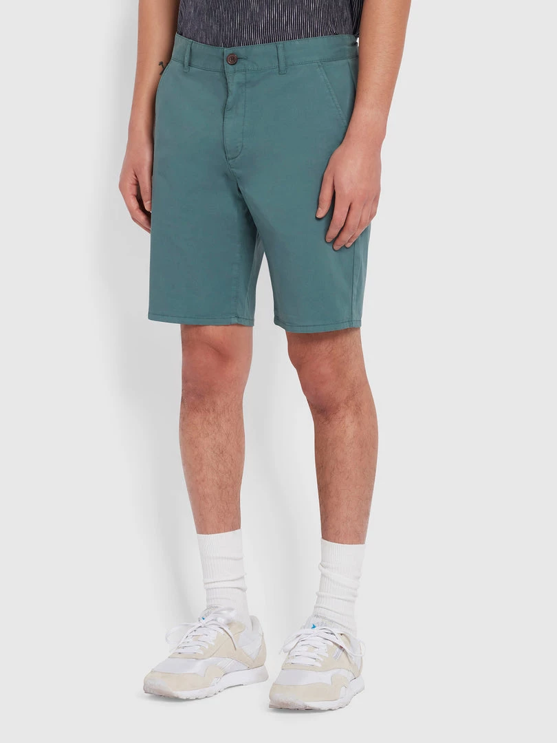 Farah Hawk Dyed Twill Chino Shorts In Pine Green 3 Farah Hawk Dyed Twill Chino Shorts In Pine Green