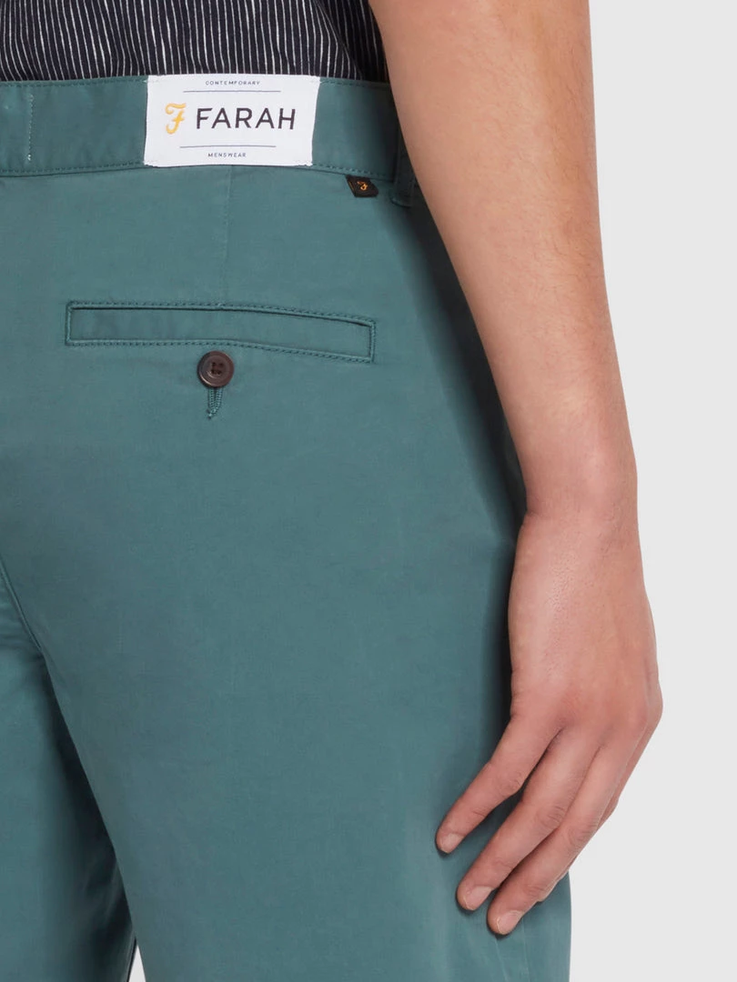 Farah Hawk Dyed Twill Chino Shorts In Pine Green 5 Farah Hawk Dyed Twill Chino Shorts In Pine Green