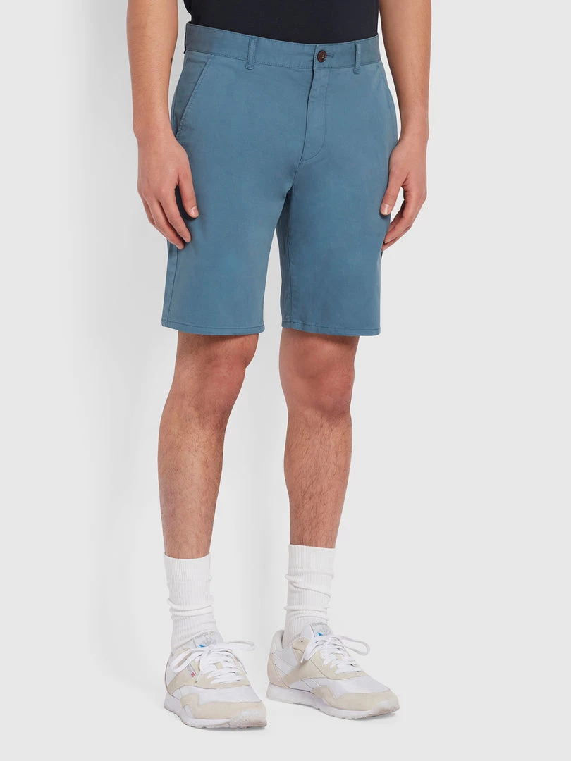 Farah CLOTHING Hawk Dyed Twill Chino Shorts In Saxe 3 Farah CLOTHING Hawk Dyed Twill Chino Shorts In Saxe