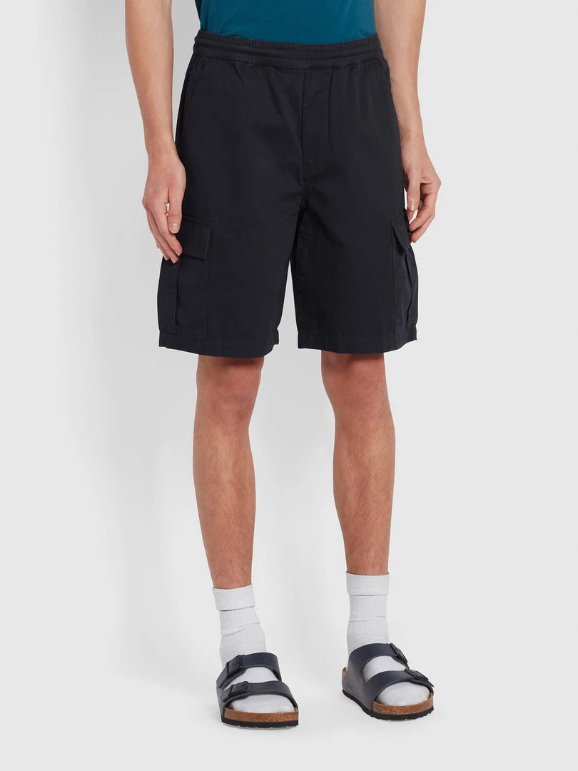 Farah Mayhew Twill Cargo Drawstring Shorts In True Navy 3 Farah Mayhew Twill Cargo Drawstring Shorts In True Navy