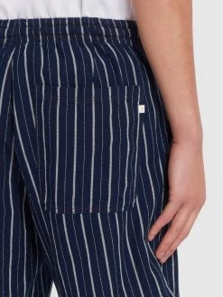 Farah Redwald Indigo Stripe Organic Cotton Shorts In Mid Indigo