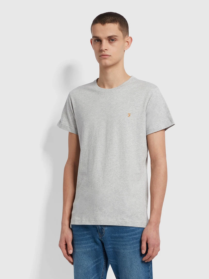 Farah CLOTHING Farris Slim Fit Twin Pack Organic Cotton T-Shirt In Grey Marl / True Navy 3 Farah CLOTHING Farris Slim Fit Twin Pack Organic Cotton T-Shirt In Grey Marl / True Navy