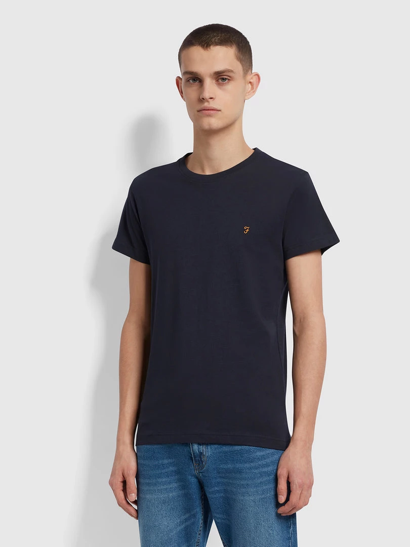 Farah CLOTHING Farris Slim Fit Twin Pack Organic Cotton T-Shirt In Grey Marl / True Navy 5 Farah CLOTHING Farris Slim Fit Twin Pack Organic Cotton T-Shirt In Grey Marl / True Navy