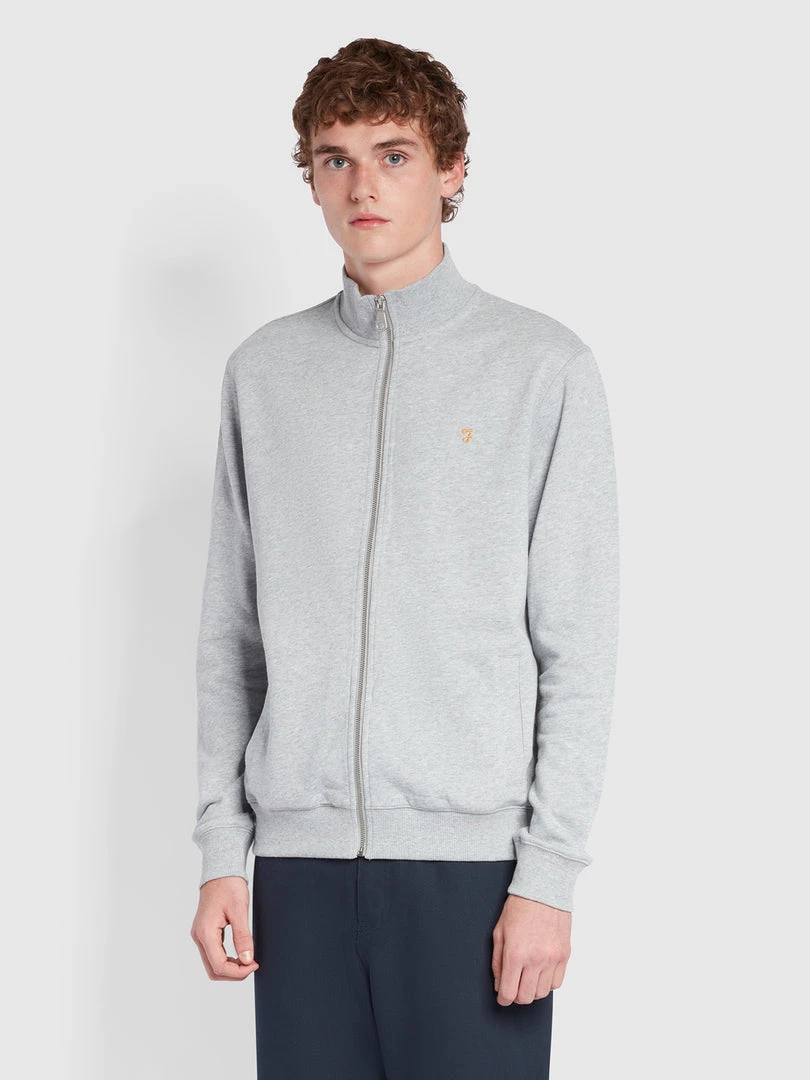 Farah Vance Organic Cotton Full Zip Sweatshirt In Light Grey Marl CLOTHING 3 Farah Vance Organic Cotton Full Zip Sweatshirt In Light Grey Marl CLOTHING