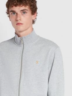 Farah Vance Organic Cotton Full Zip Sweatshirt In Light Grey Marl CLOTHING 8 Farah Vance Organic Cotton Full Zip Sweatshirt In Light Grey Marl CLOTHING