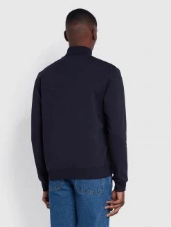 Farah CLOTHING Vance Organic Cotton Full Zip Sweatshirt In True Navy