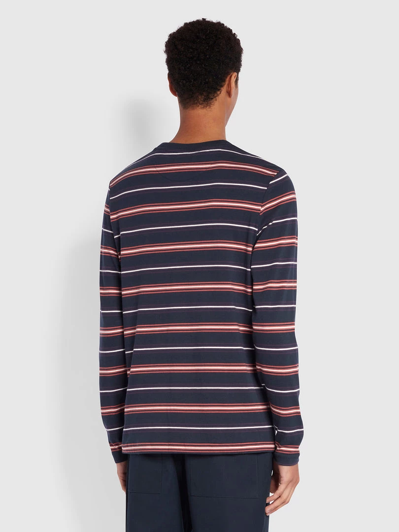 Farah T-Shirts Duncan Slim Fit Long Sleeve Organic Cotton T-Shirt In True Navy 6 Farah T-Shirts Duncan Slim Fit Long Sleeve Organic Cotton T-Shirt In True Navy