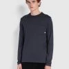 Farah Weymouth Regular Fit Long Sleeve Organic Cotton T-Shirt In True Navy T-Shirts