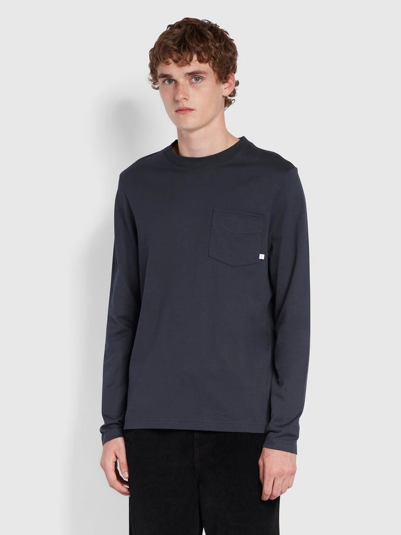 Farah Weymouth Regular Fit Long Sleeve Organic Cotton T-Shirt In True Navy T-Shirts 3 Farah Weymouth Regular Fit Long Sleeve Organic Cotton T-Shirt In True Navy T-Shirts
