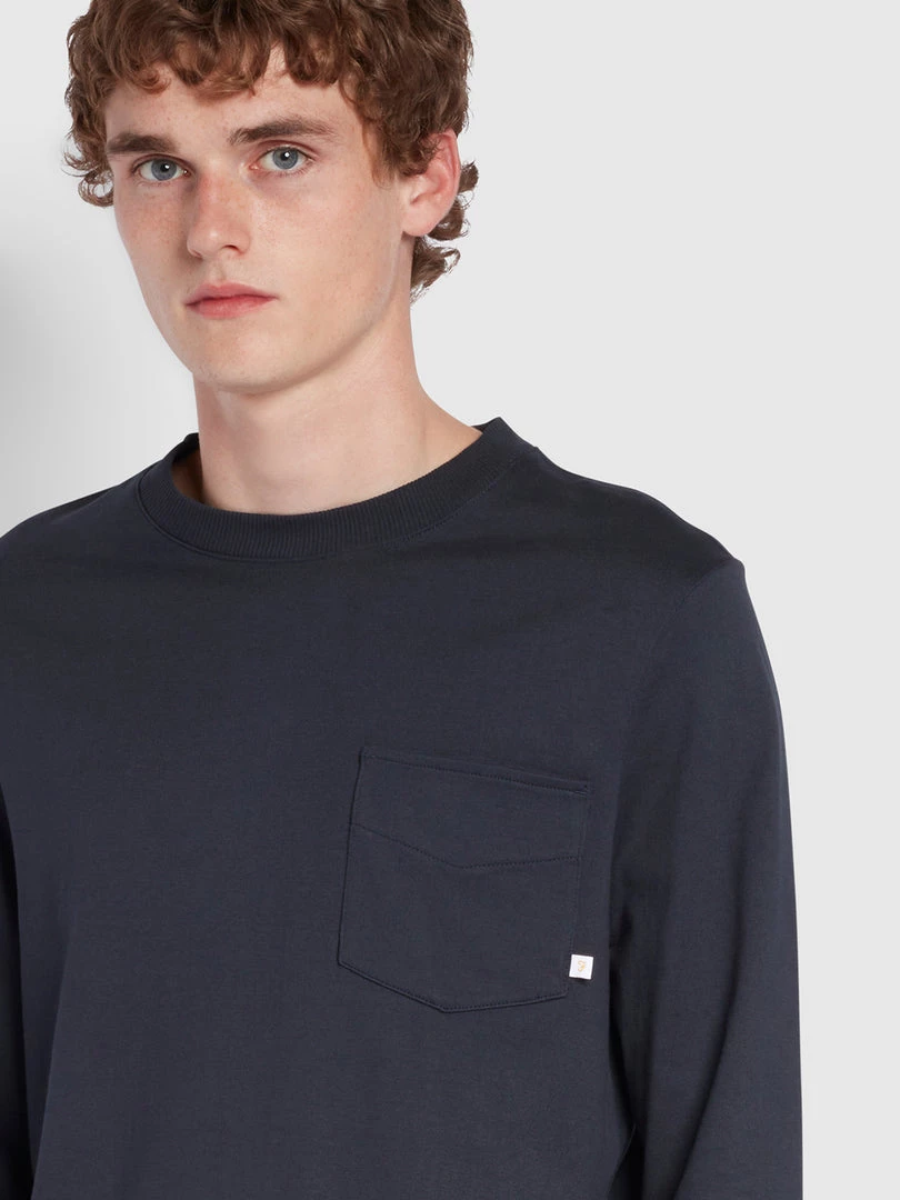 Farah Weymouth Regular Fit Long Sleeve Organic Cotton T-Shirt In True Navy T-Shirts 5 Farah Weymouth Regular Fit Long Sleeve Organic Cotton T-Shirt In True Navy T-Shirts