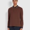 Stanton Slim Fit Long Sleeve Organic Cotton Polo Shirt In Farah Burgundy Polos