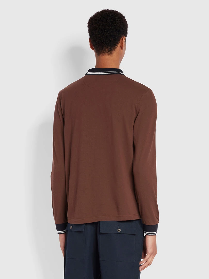 Stanton Slim Fit Long Sleeve Organic Cotton Polo Shirt In Farah Burgundy Polos 7 Stanton Slim Fit Long Sleeve Organic Cotton Polo Shirt In Farah Burgundy Polos