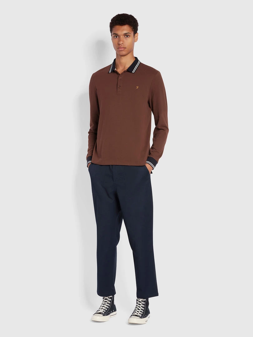 Stanton Slim Fit Long Sleeve Organic Cotton Polo Shirt In Farah Burgundy Polos 5 Stanton Slim Fit Long Sleeve Organic Cotton Polo Shirt In Farah Burgundy Polos