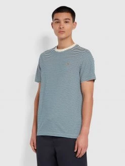 Farah Daytona Slim Fit Striped Organic Cotton T-Shirt In Teal