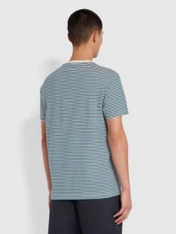 Farah Daytona Slim Fit Striped Organic Cotton T-Shirt In Teal