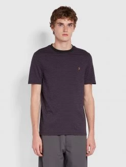 Farah T-Shirts Daytona Slim Fit Striped Organic Cotton T-Shirt In Fig