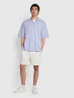 Farah Costello Organic Cotton Zipped Polo Shirt In Dusty Lilac NEW IN