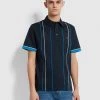 Farah Polos Stoneridge Striped Polo Shirt In True Navy