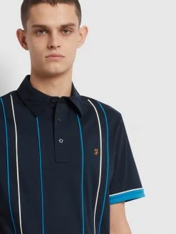 Farah Polos Stoneridge Striped Polo Shirt In True Navy 8 Farah Polos Stoneridge Striped Polo Shirt In True Navy