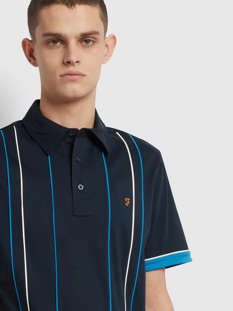 Farah Polos Stoneridge Striped Polo Shirt In True Navy 5 Farah Polos Stoneridge Striped Polo Shirt In True Navy
